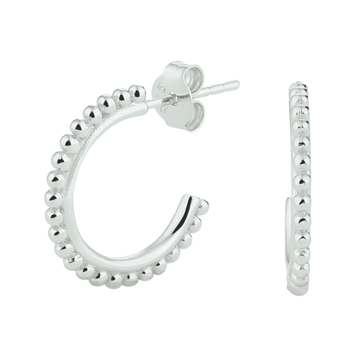 Stekeroorringen bolletjes zilver gerhodineerd