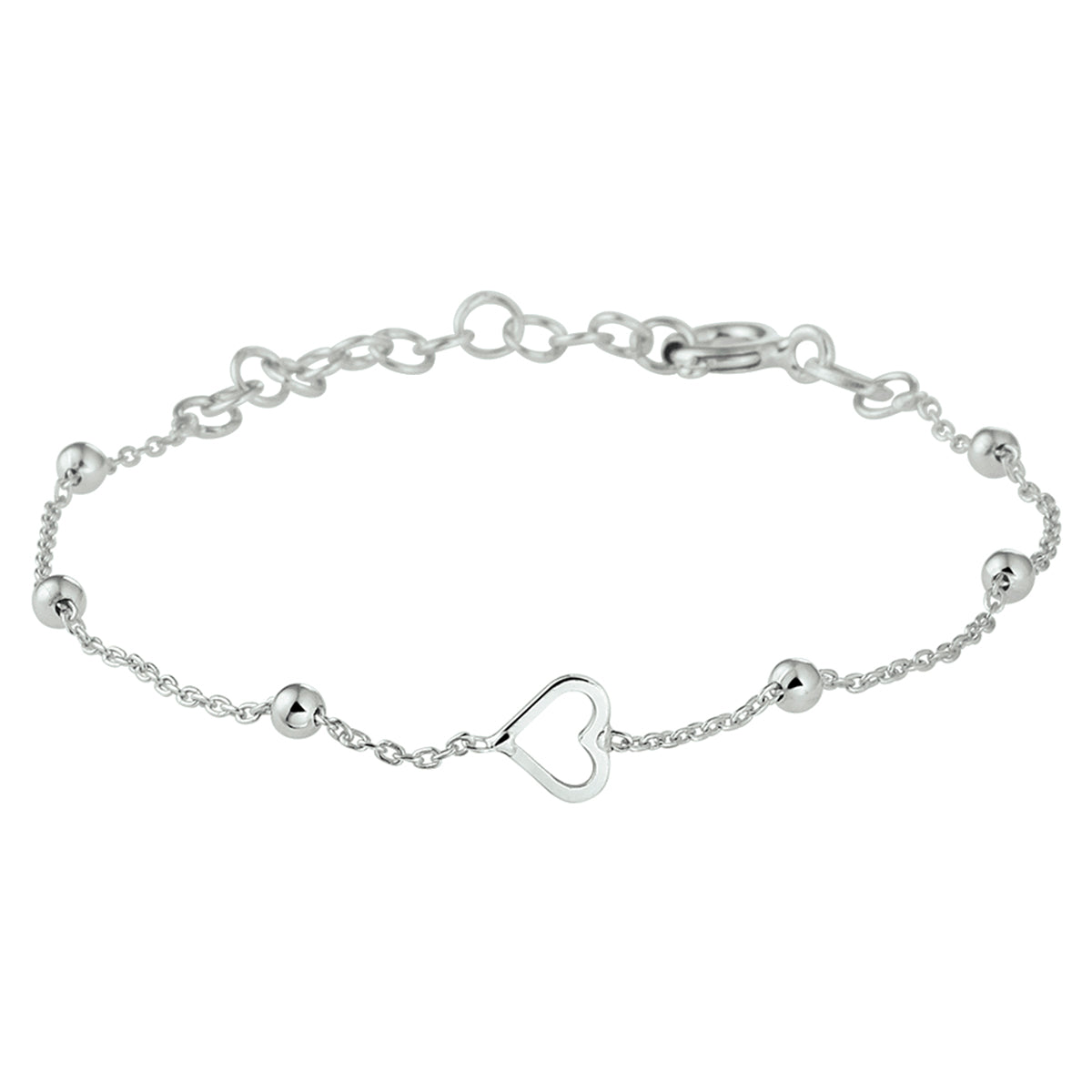 Armband hart zilver gerhodineerd