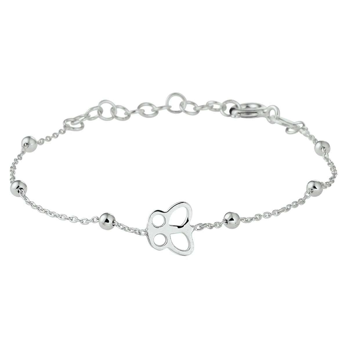 Armband vlinder 13 + 3 cm zilver gerhodineerd