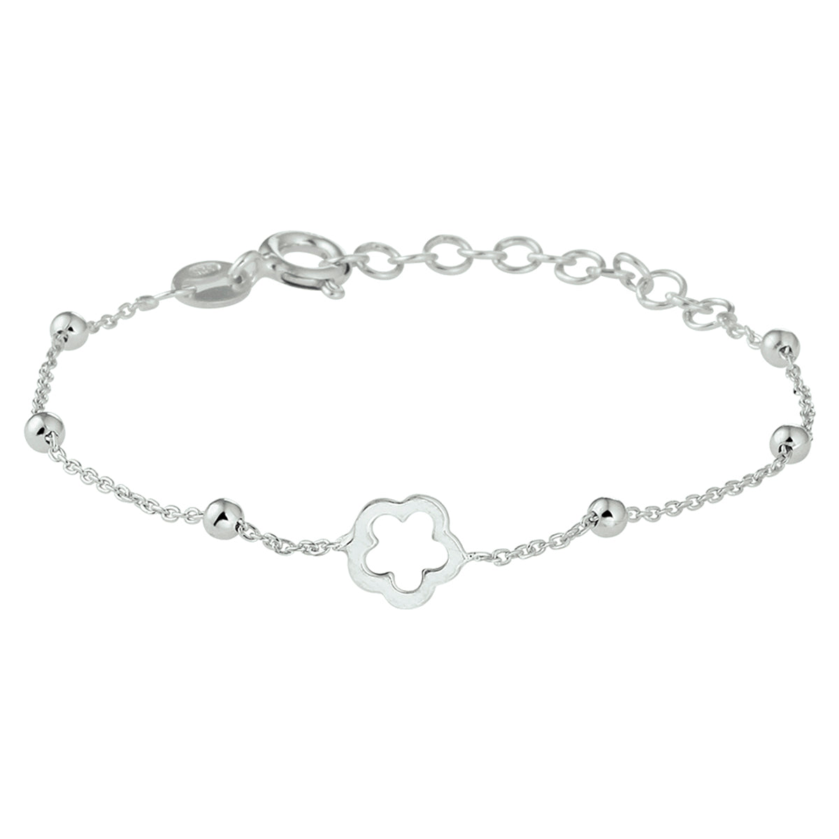 Kinderarmband bloem 13 + 3 cm zilver gerhodineerd