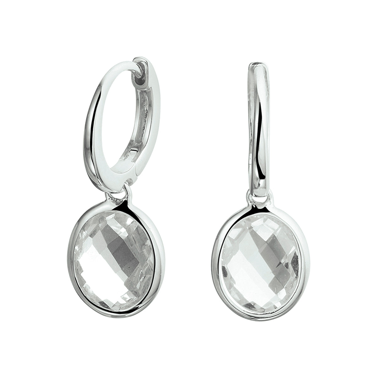 Oorringen wit topaas zilver gerhodineerd