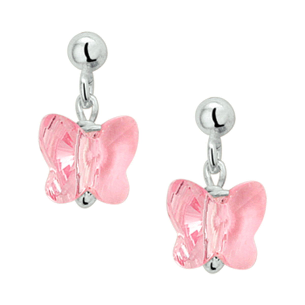 Oorhangers vlinder strass zilver gerhodineerd