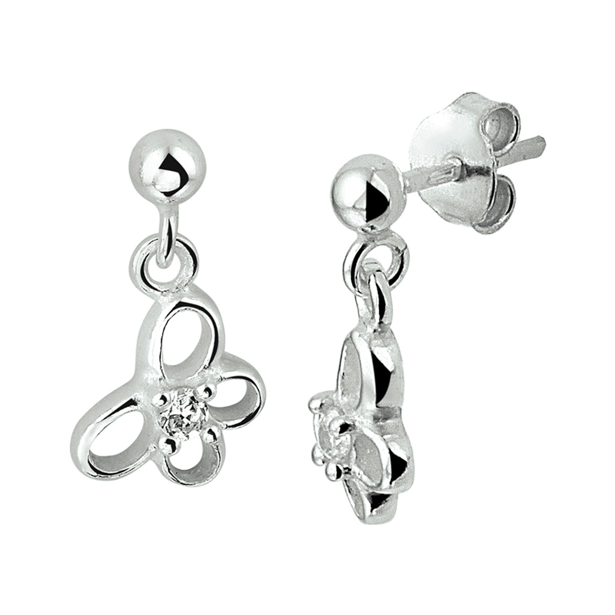 Oorhangers vlinder zilver gerhodineerd