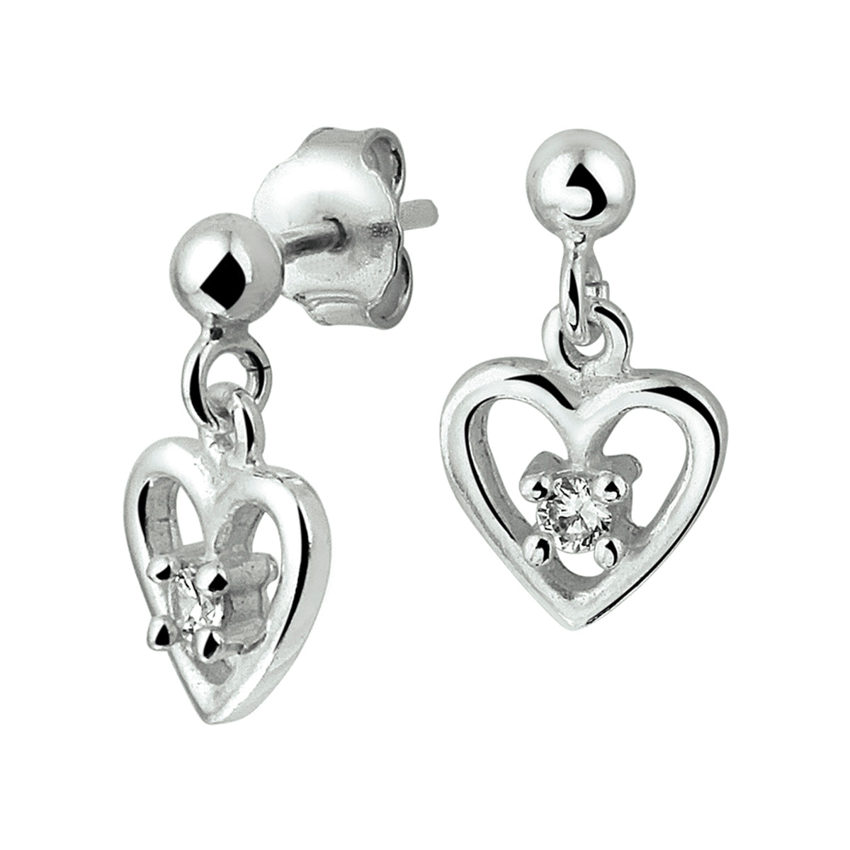 Oorhangers hart zirkonia zilver gerhodineerd