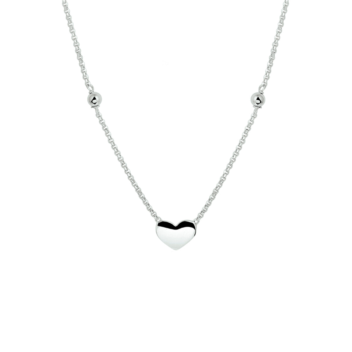 Collier hart 36 + 3 cm zilver gerhodineerd