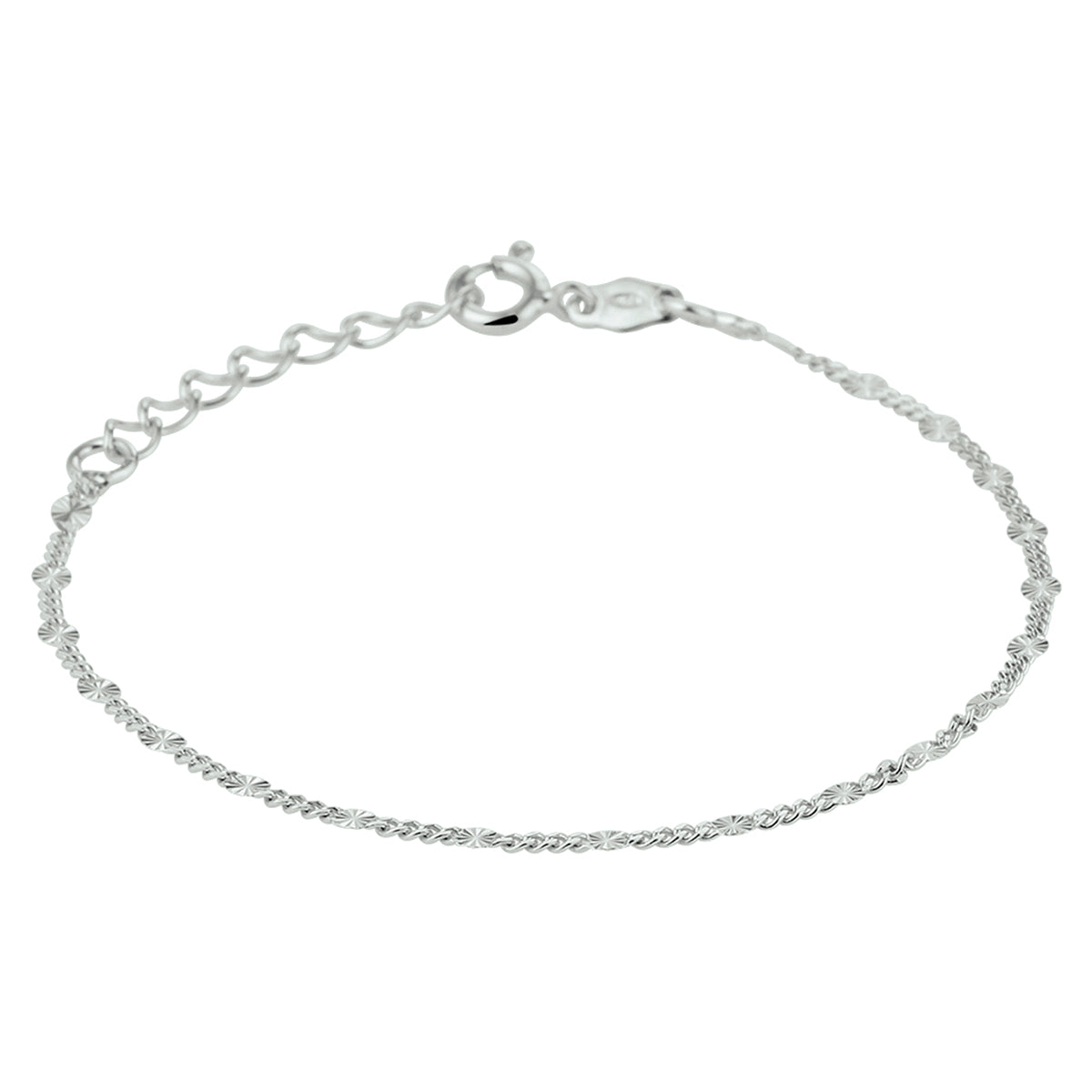 Armband 2,3 mm 16 + 3 cm zilver gerhodineerd