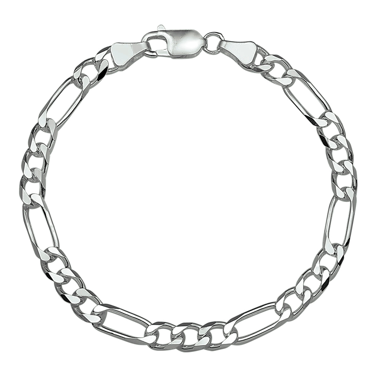 Armband figaro 5,0 mm 20 cm zilver gerhodineerd