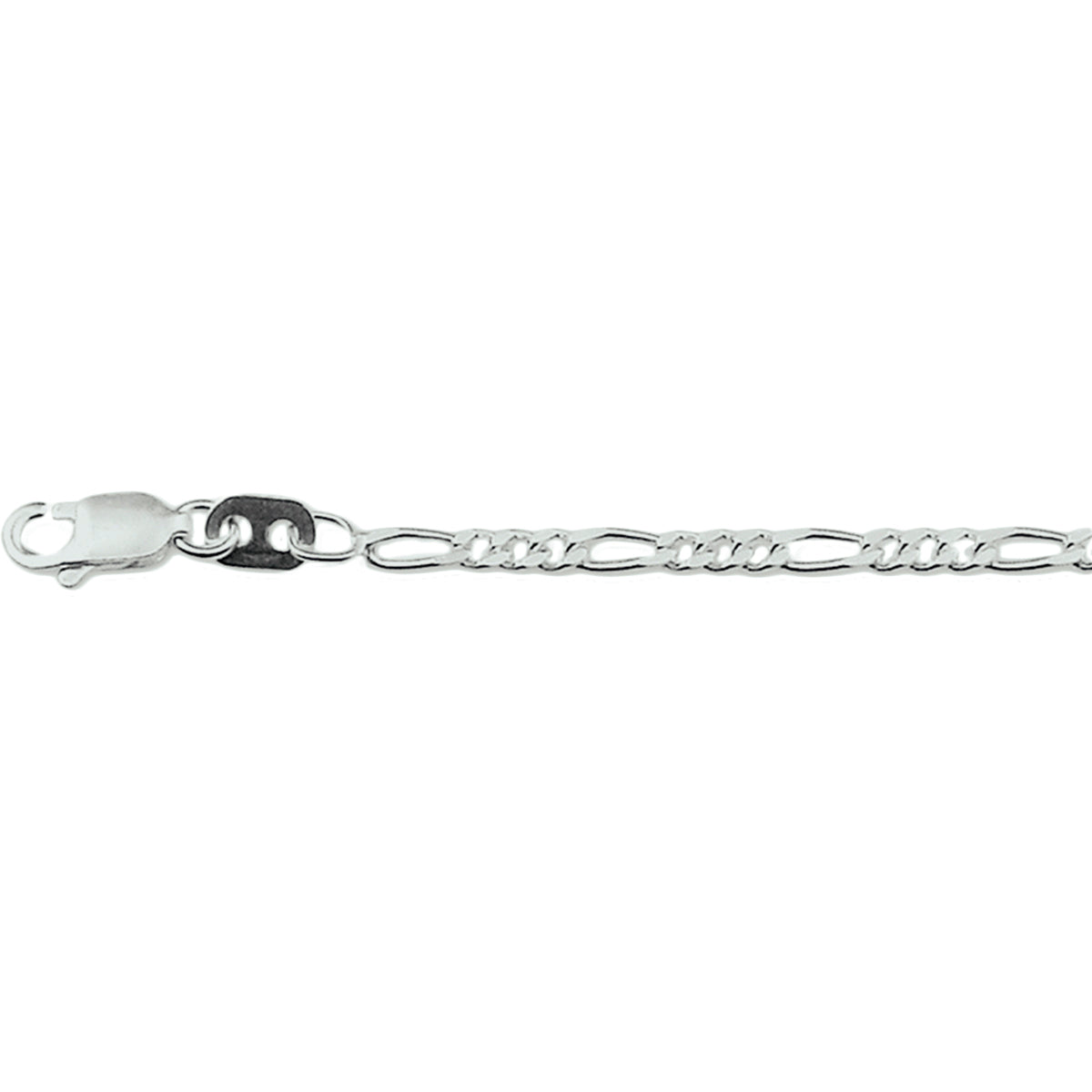 Enkelbandje figaro 2,7 mm 24 - 26 cm zilver gerhodineerd
