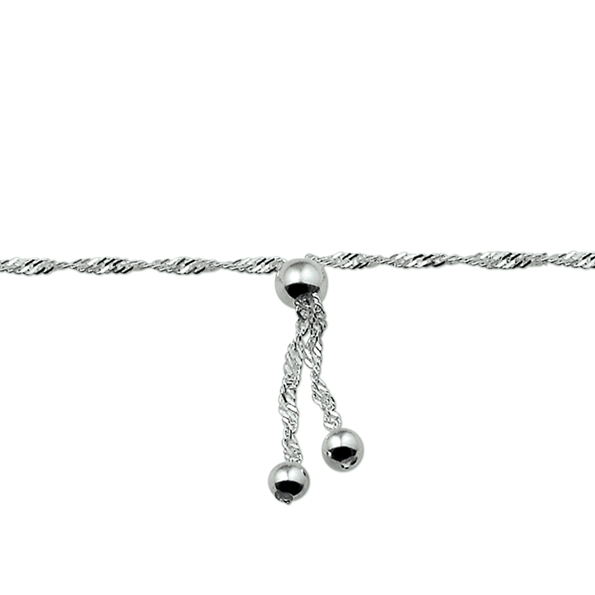 Enkelbandje bolletjes 22 -24 cm zilver gerhodineerd