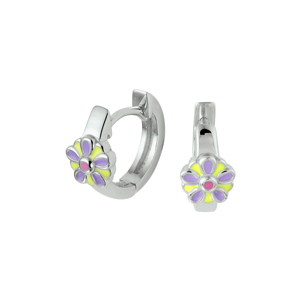 Klapoorringen bloem zilver gerhodineerd