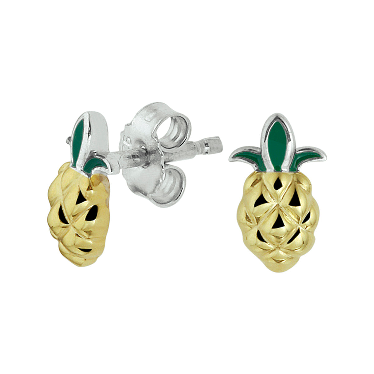 Oorknoppen ananas zilver gerhodineerd