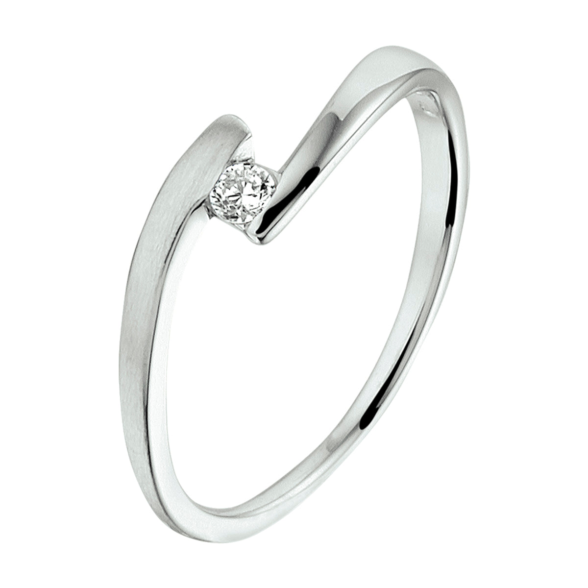 Ring zirkonia zilver gerhodineerd