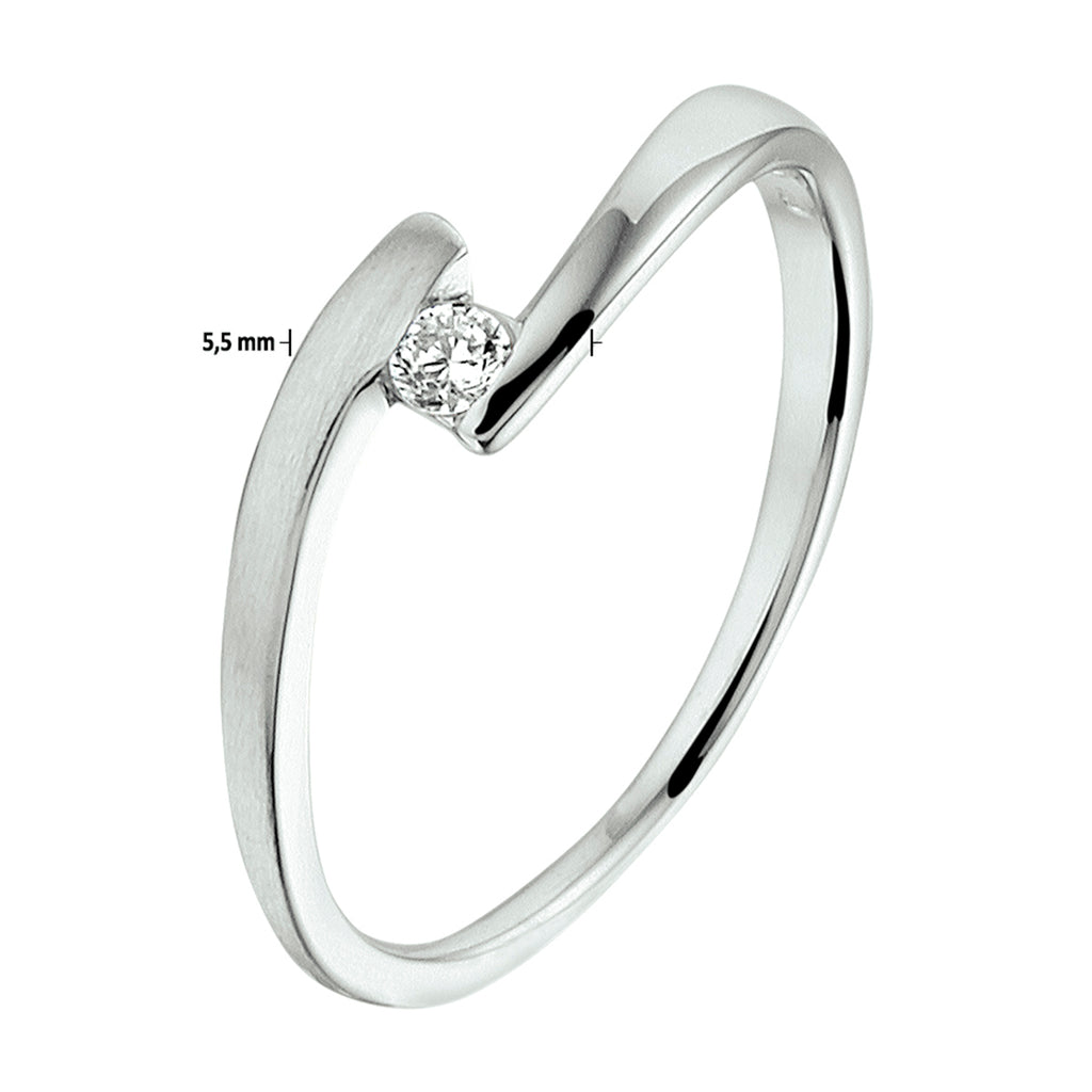 Ring zirkonia zilver gerhodineerd