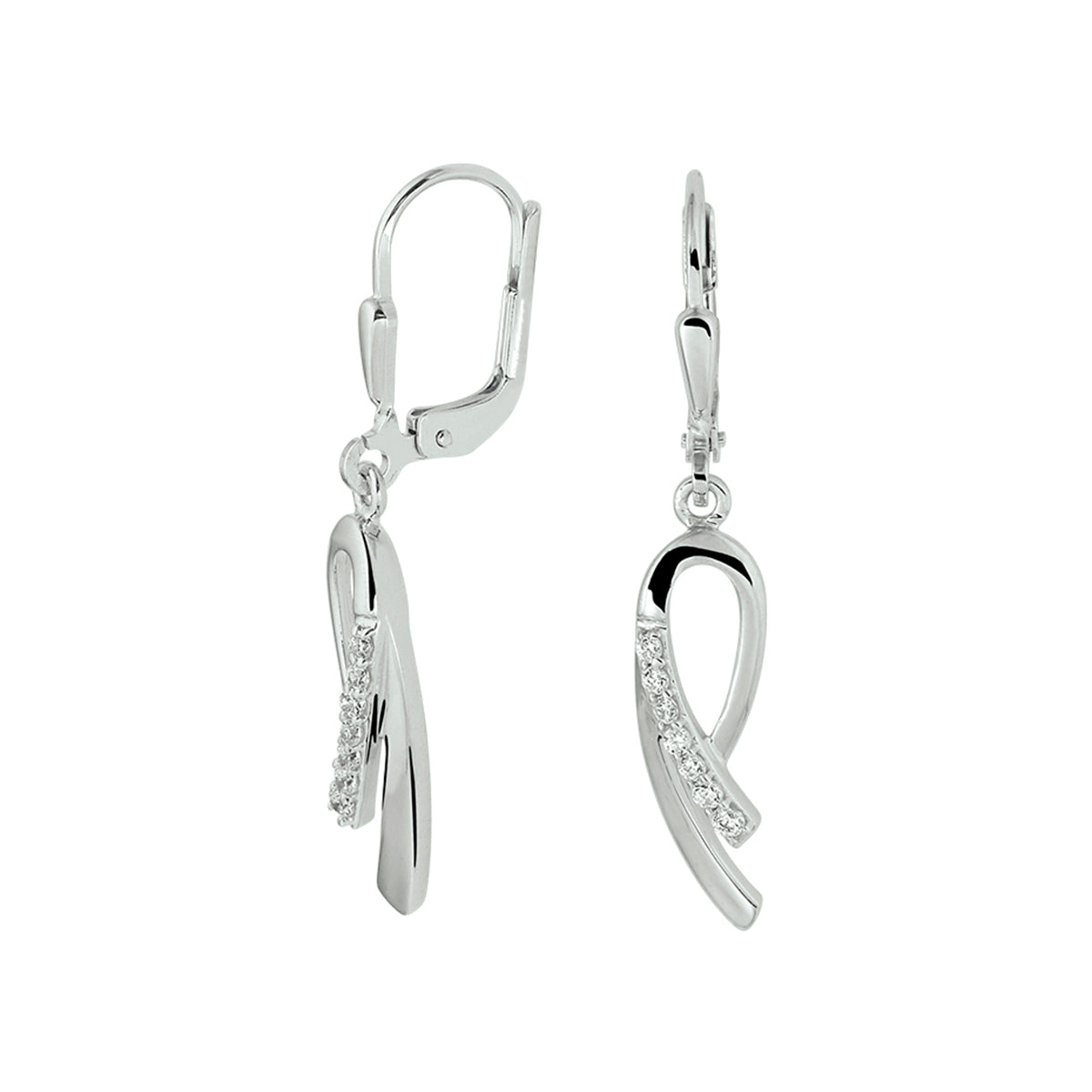 Oorhangers zirkonia brisur haak zilver gerhodineerd