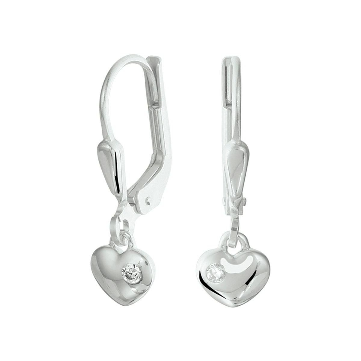 Oorhangers hart zirkonia brisur haak zilver gerhodineerd