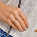 Ring zirkonia poli/mat zilver gerhodineerd