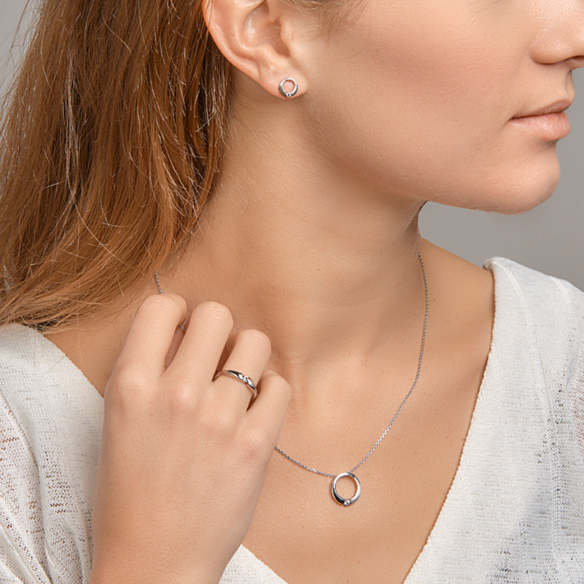 Ring zirkonia poli/mat zilver gerhodineerd