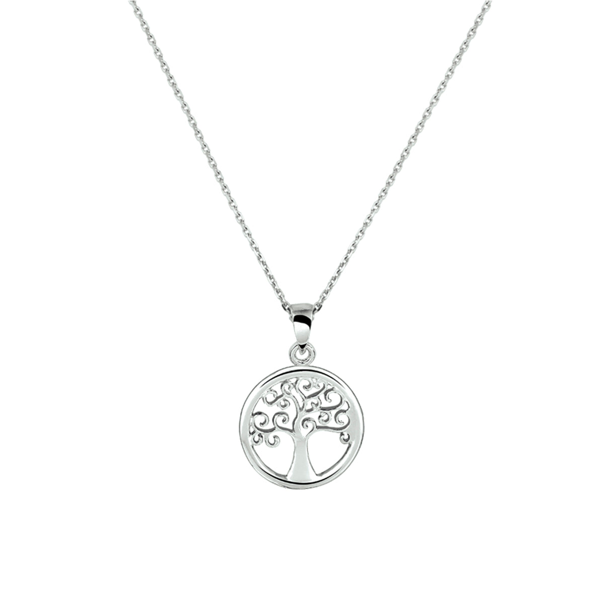 Collier levensboom 41 + 4 cm zilver gerhodineerd