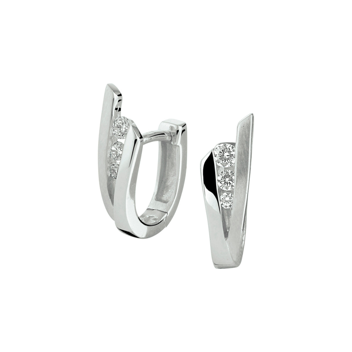Klapoorringen zirkonia zilver gerhodineerd