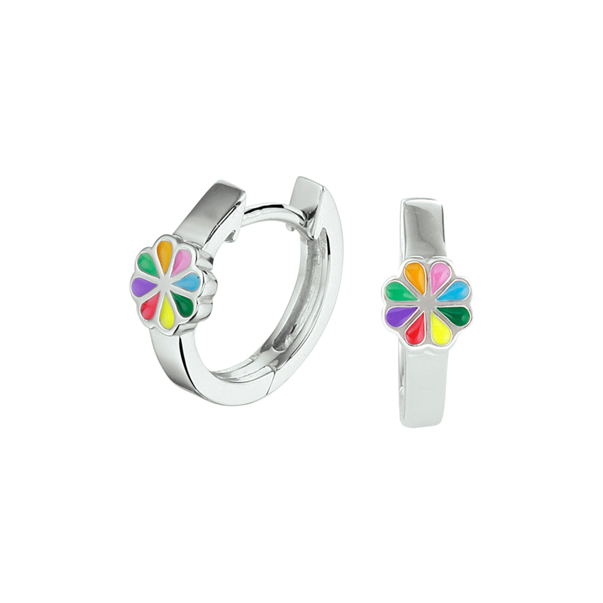 Klapoorringen bloem zilver gerhodineerd