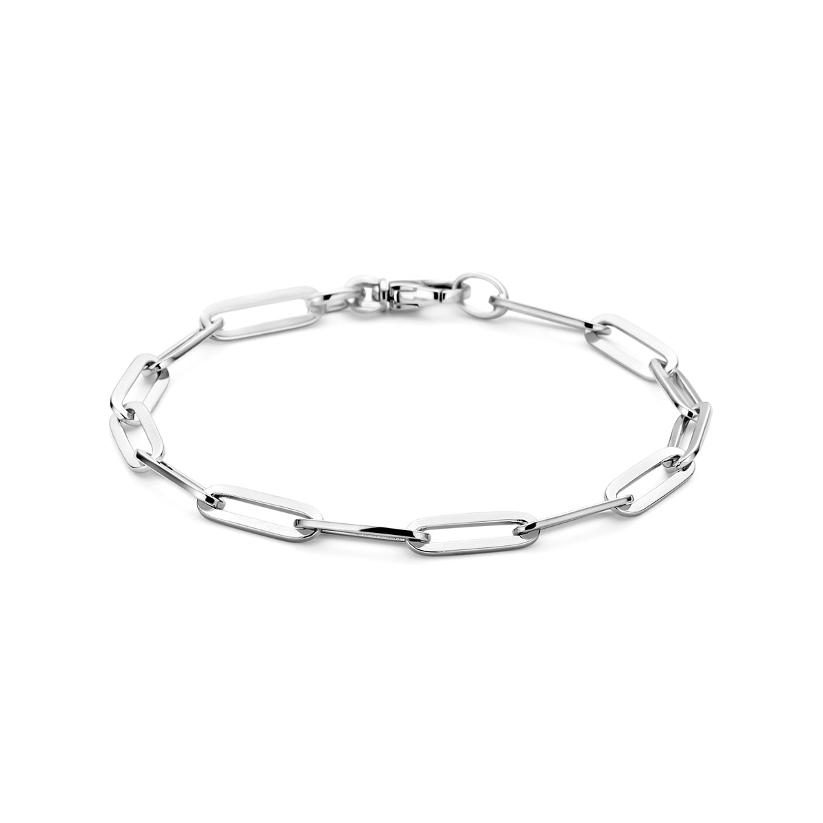 Armband paperclip vierkante buis 5,0 mm 19 cm zilver gerhodineerd