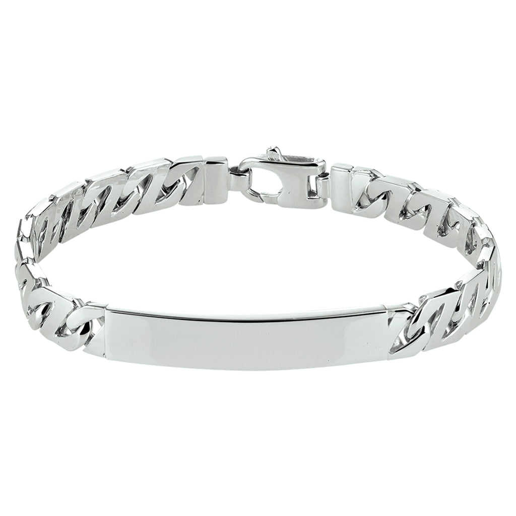 Graveerarmband gourmette plaat 8 mm zilver gerhodineerd