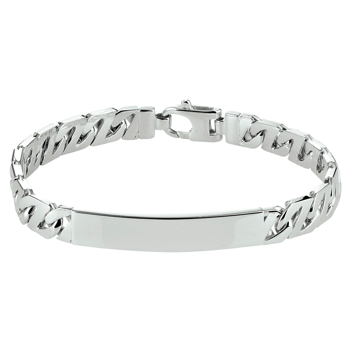 Graveerarmband gourmette plaat 8 mm zilver gerhodineerd