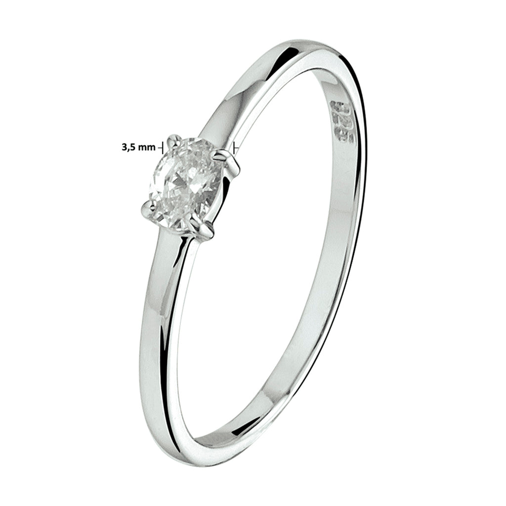 Ring zirkonia zilver gerhodineerd