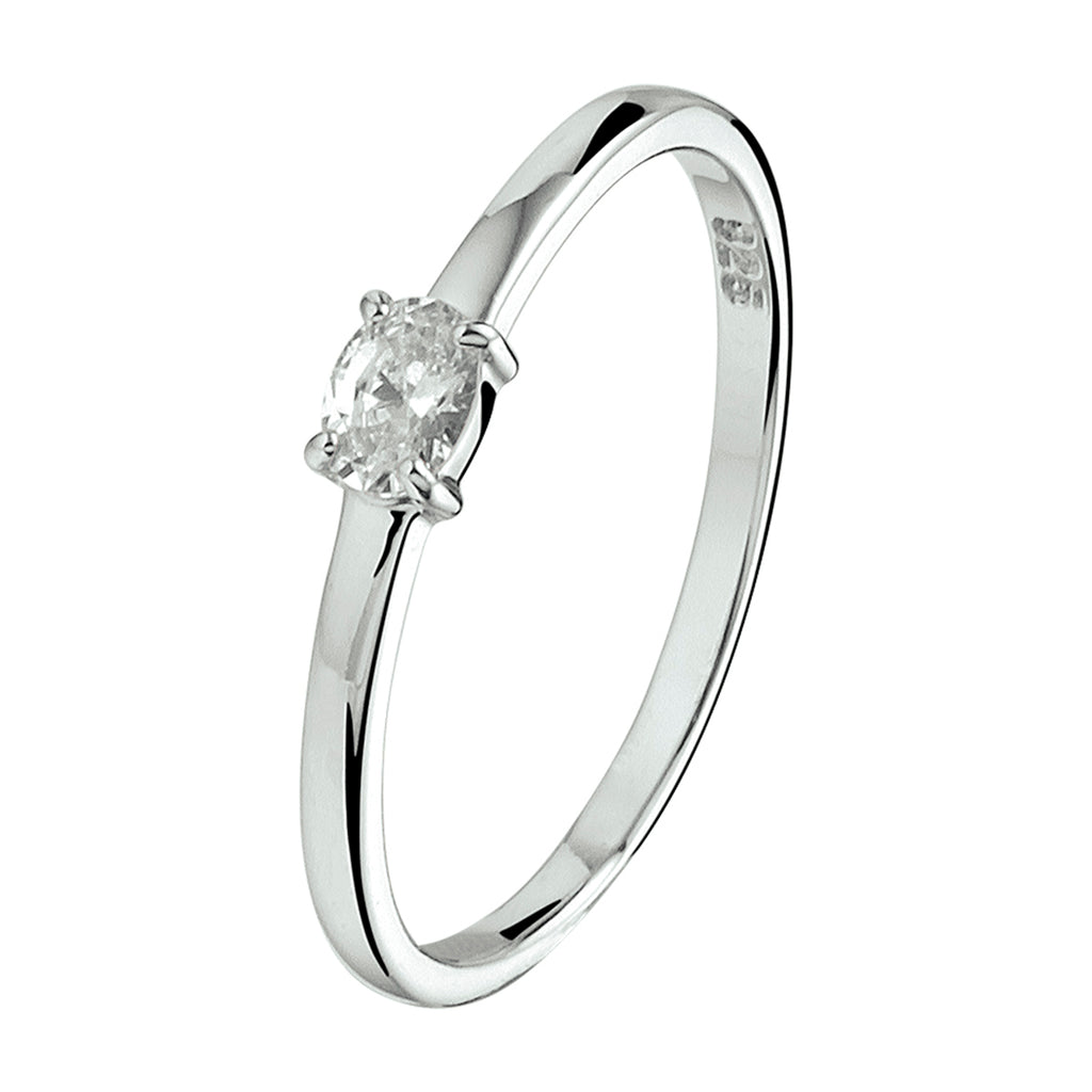 Ring zirkonia zilver gerhodineerd