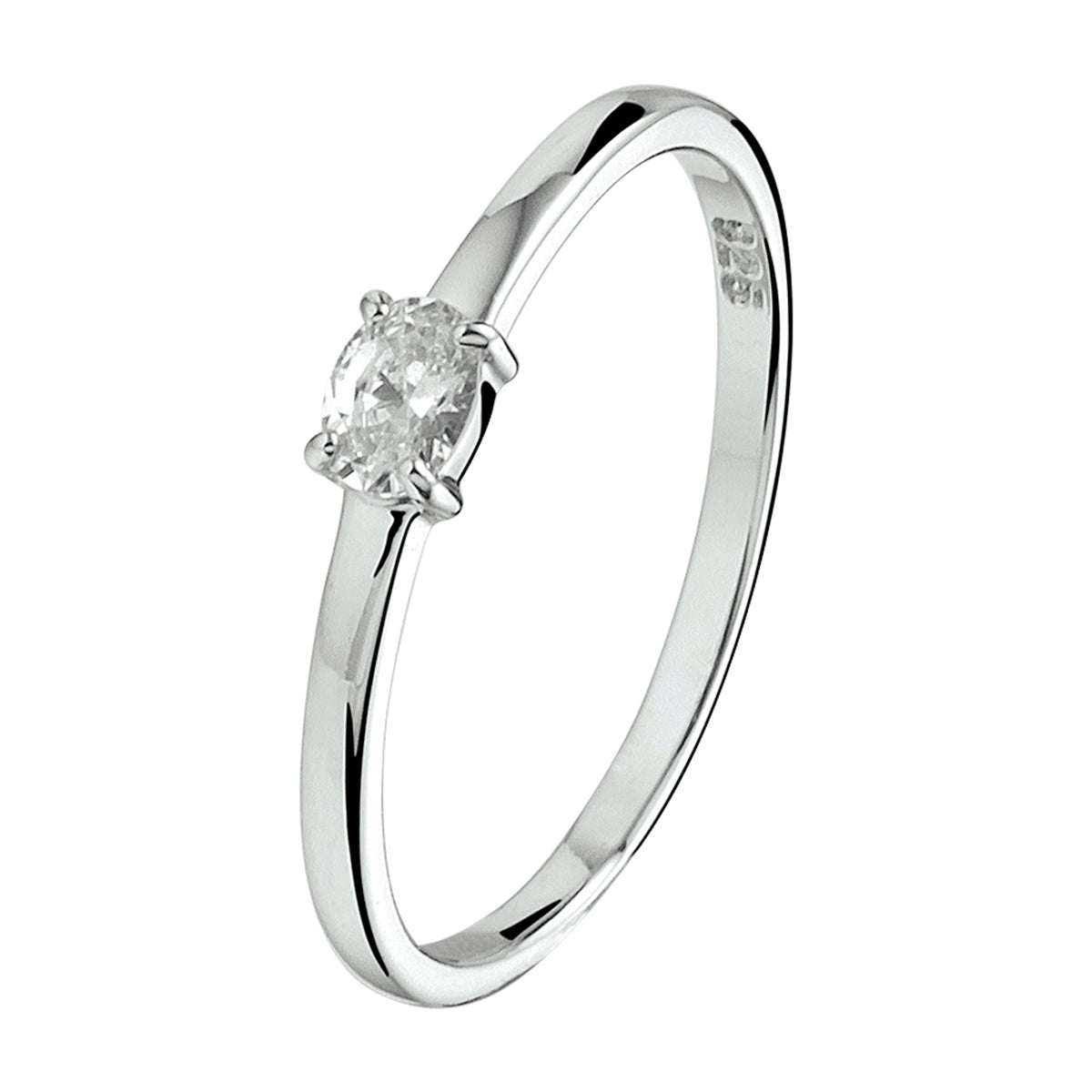 Ring zirkonia zilver gerhodineerd