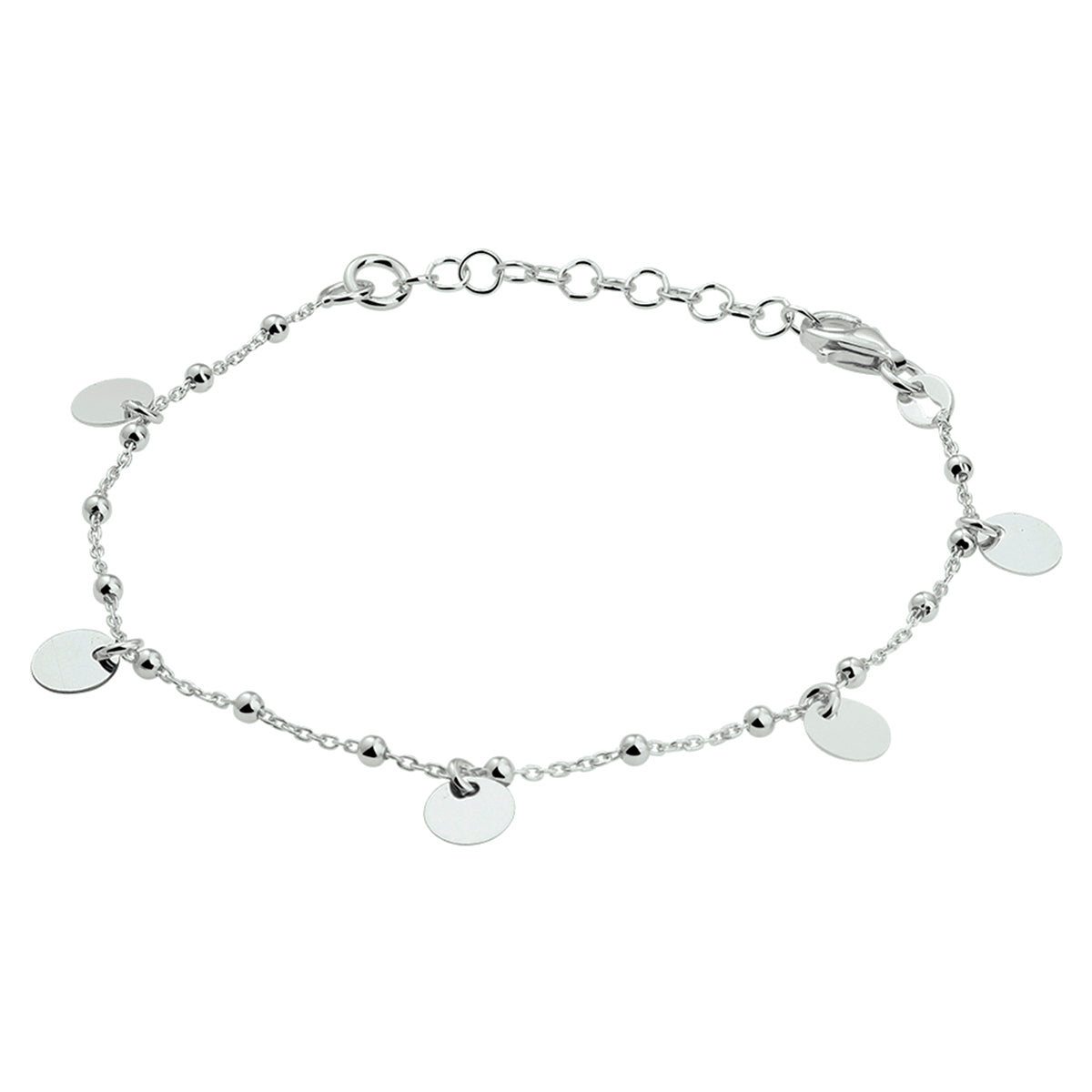 Armband rondjes 16 + 3 cm zilver gerhodineerd