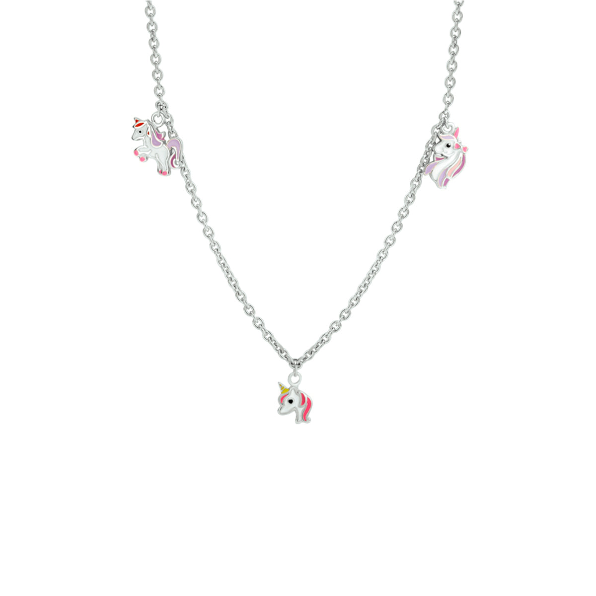 Collier eenhoorn 36 + 4 cm zilver gerhodineerd