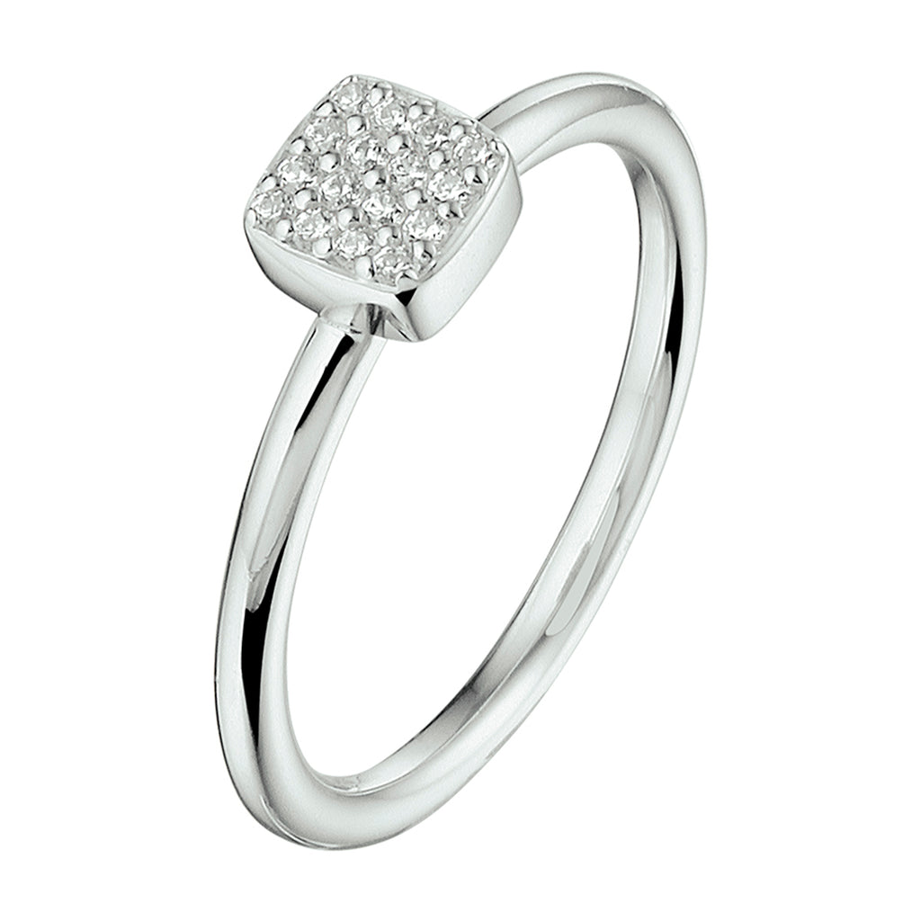 Aanschuifring zirkonia zilver gerhodineerd