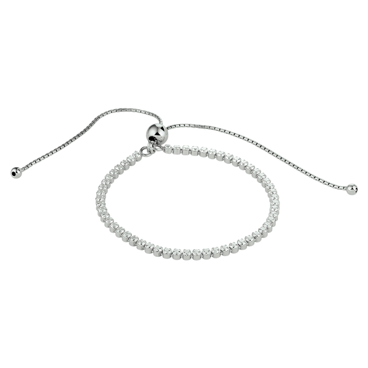 Armband zirkonia 14 - 27 cm zilver gerhodineerd