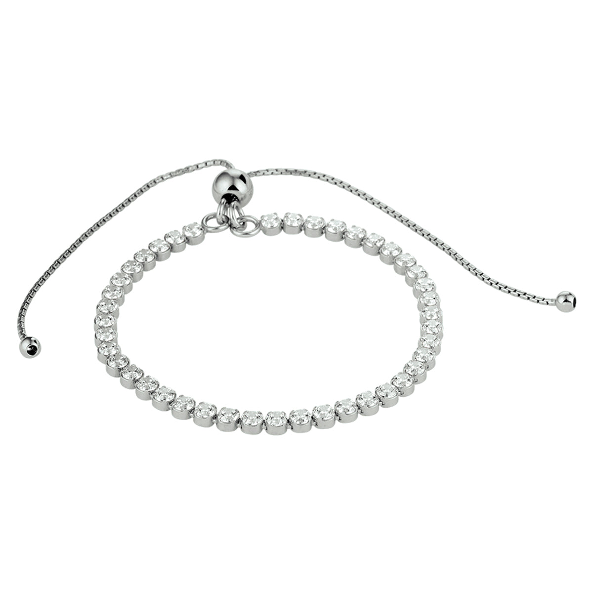Armband zirkonia 14 - 27 cm zilver gerhodineerd