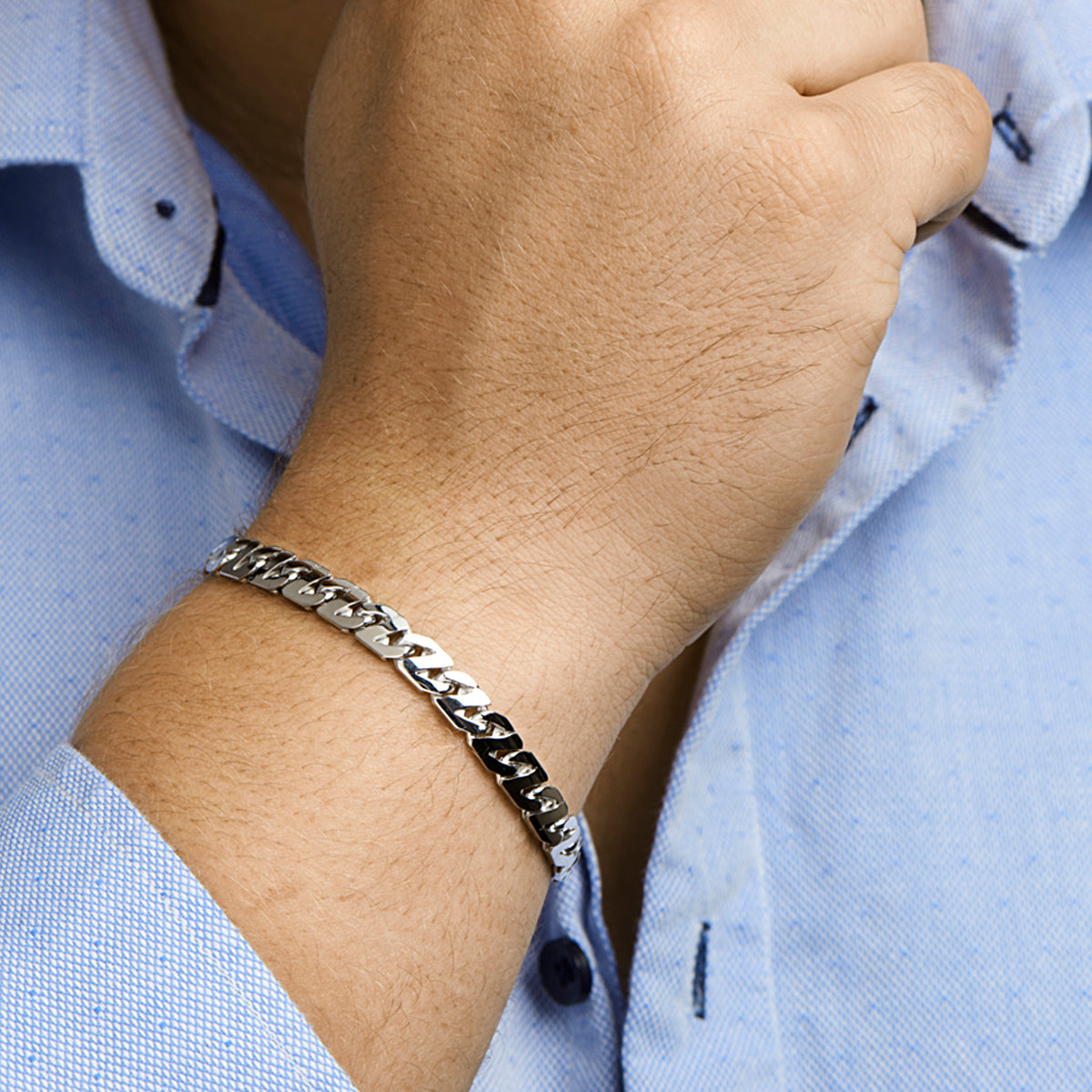 Armband gourmette 6,6 mm zilver gerhodineerd