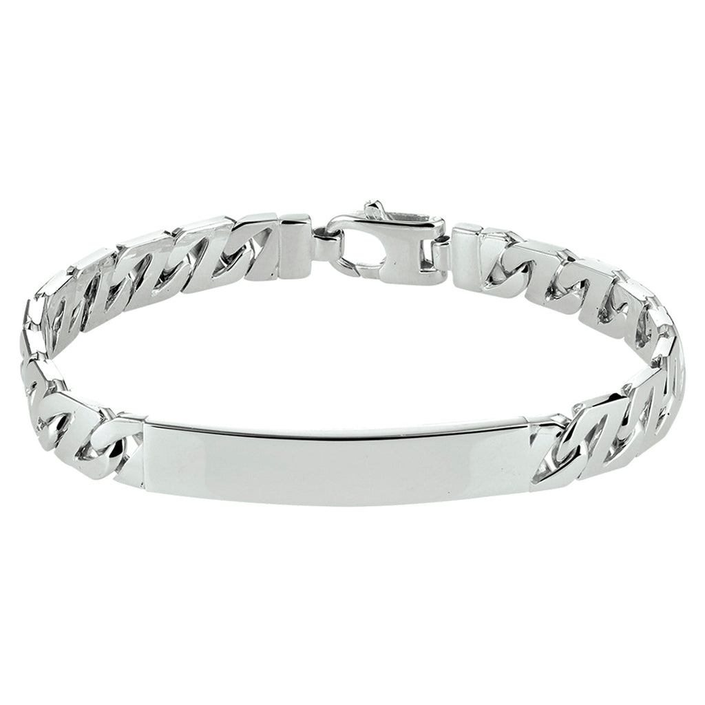 Graveerarmband gourmette plaat 8 mm zilver gerhodineerd