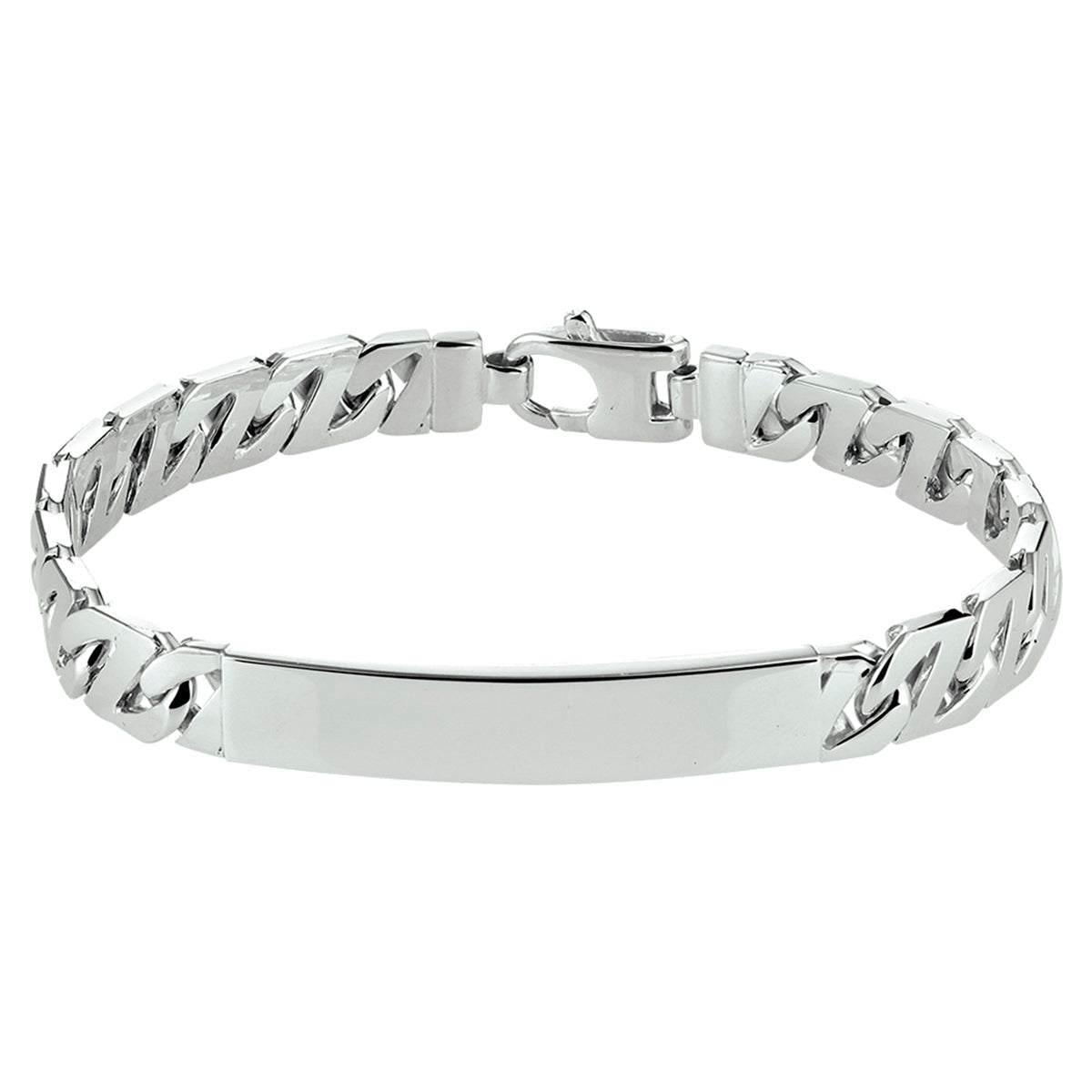 Graveerarmband gourmette plaat 8 mm zilver gerhodineerd