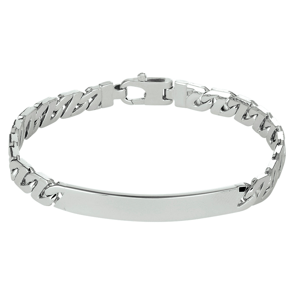 Graveerarmband gourmette plaat 6,5 mm zilver gerhodineerd
