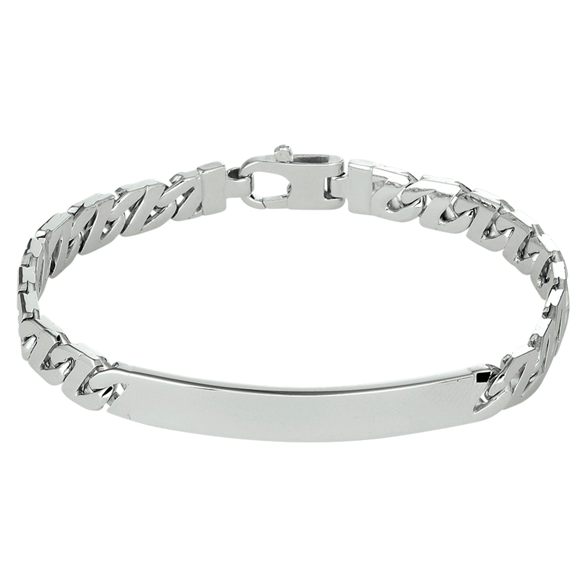 Graveerarmband gourmette plaat 6,5 mm zilver gerhodineerd