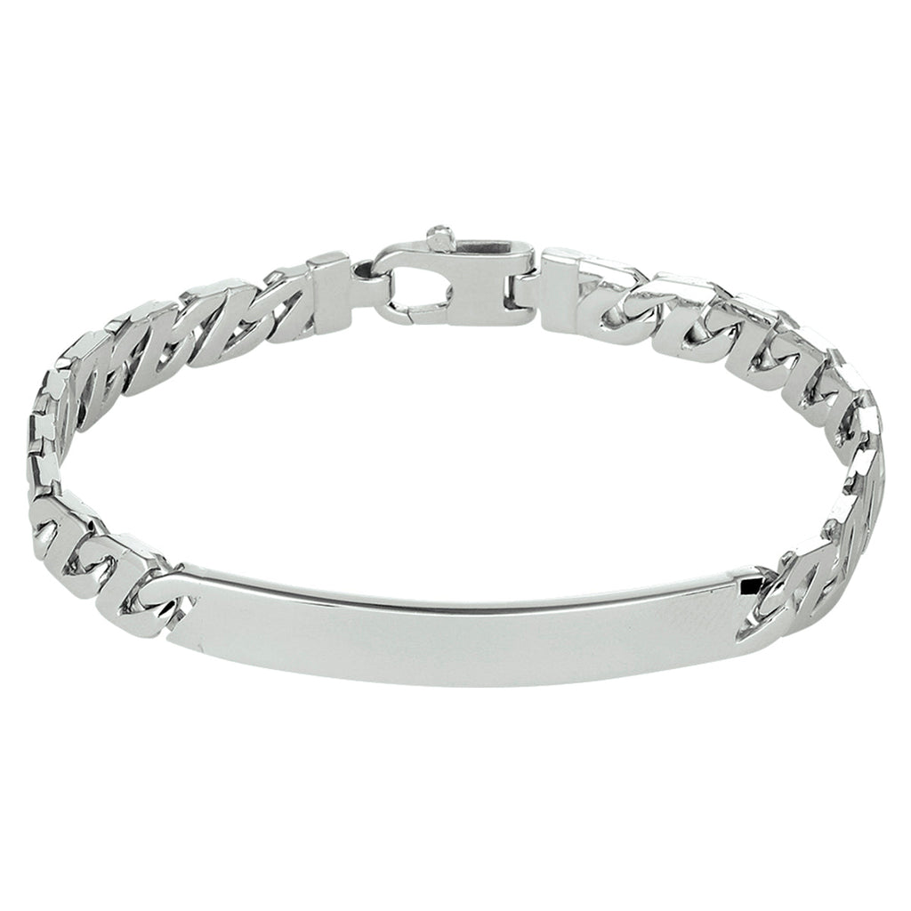 Graveerarmband gourmette plaat 6,5 mm zilver gerhodineerd