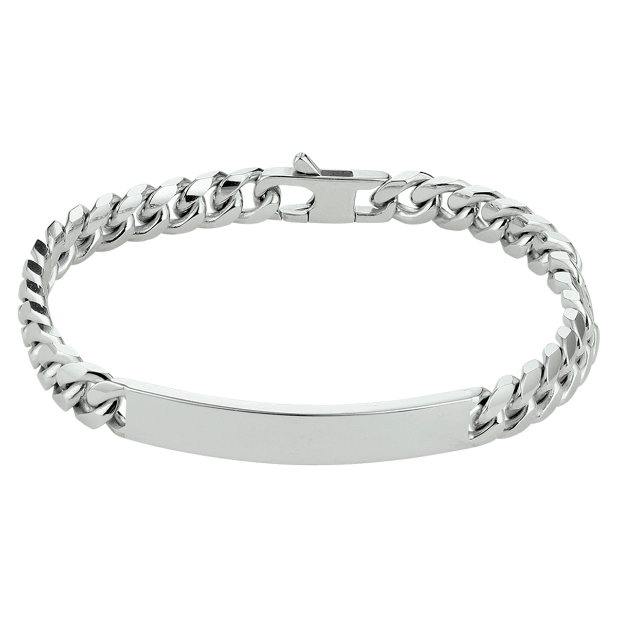 Graveerarmband gourmette 6-zijdes geslepen plaat 7,0 mm 20,5 cm zilver gerhodineerd