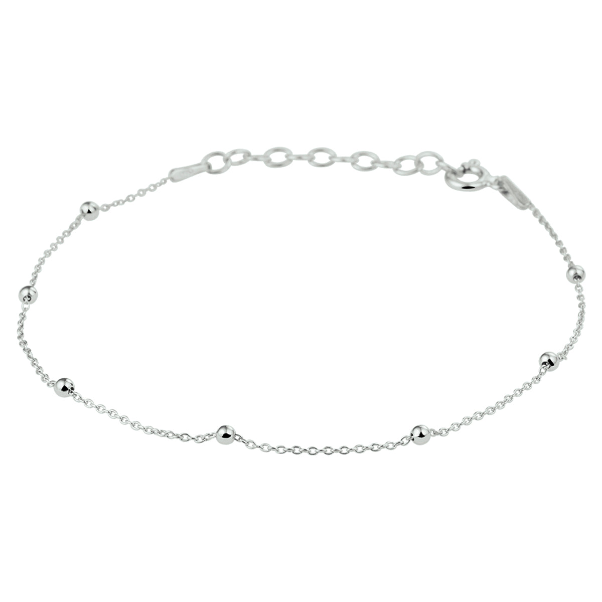 Armband bolletjes 2,0 mm 16 + 3 cm zilver gerhodineerd