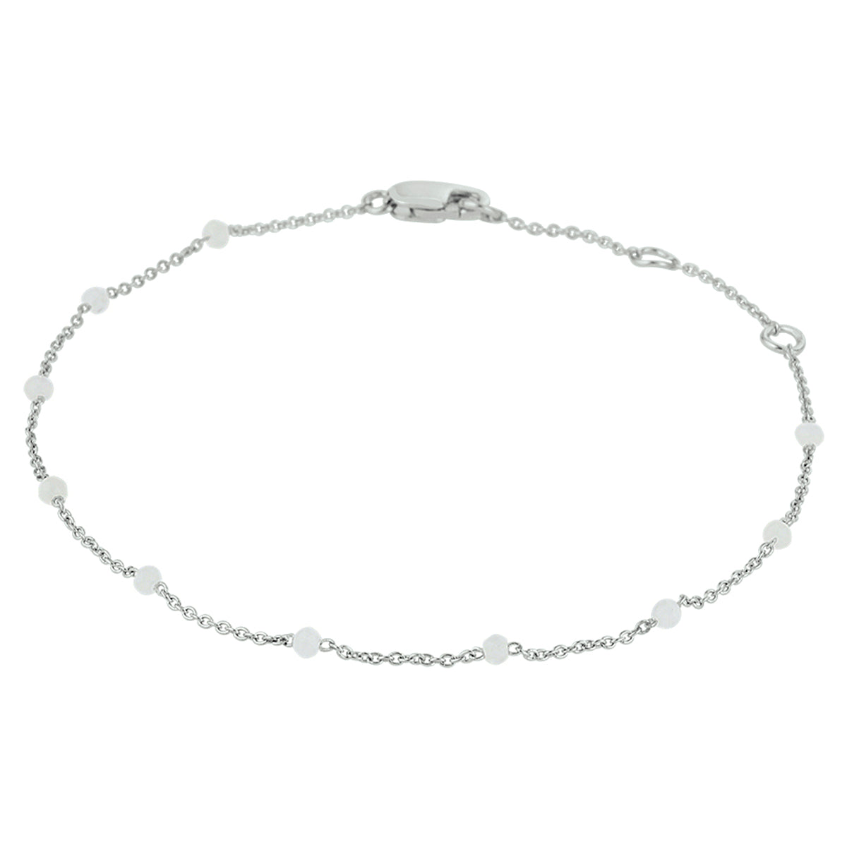 Armband wit maansteen 16 - 17,5 - 19 cm zilver gerhodineerd