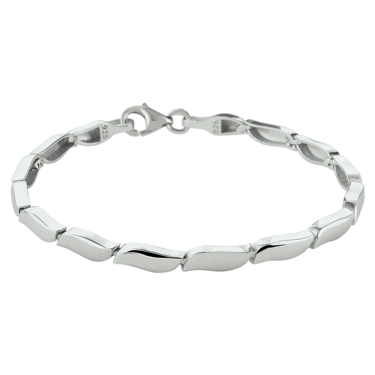 Armband poli/mat 4,3 mm 19 cm zilver gerhodineerd
