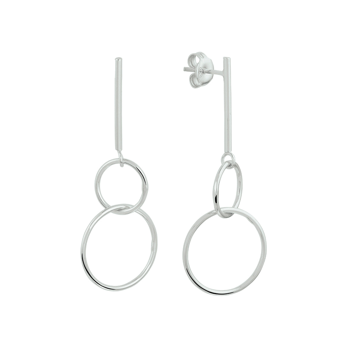 Oorhangers rondjes zilver gerhodineerd