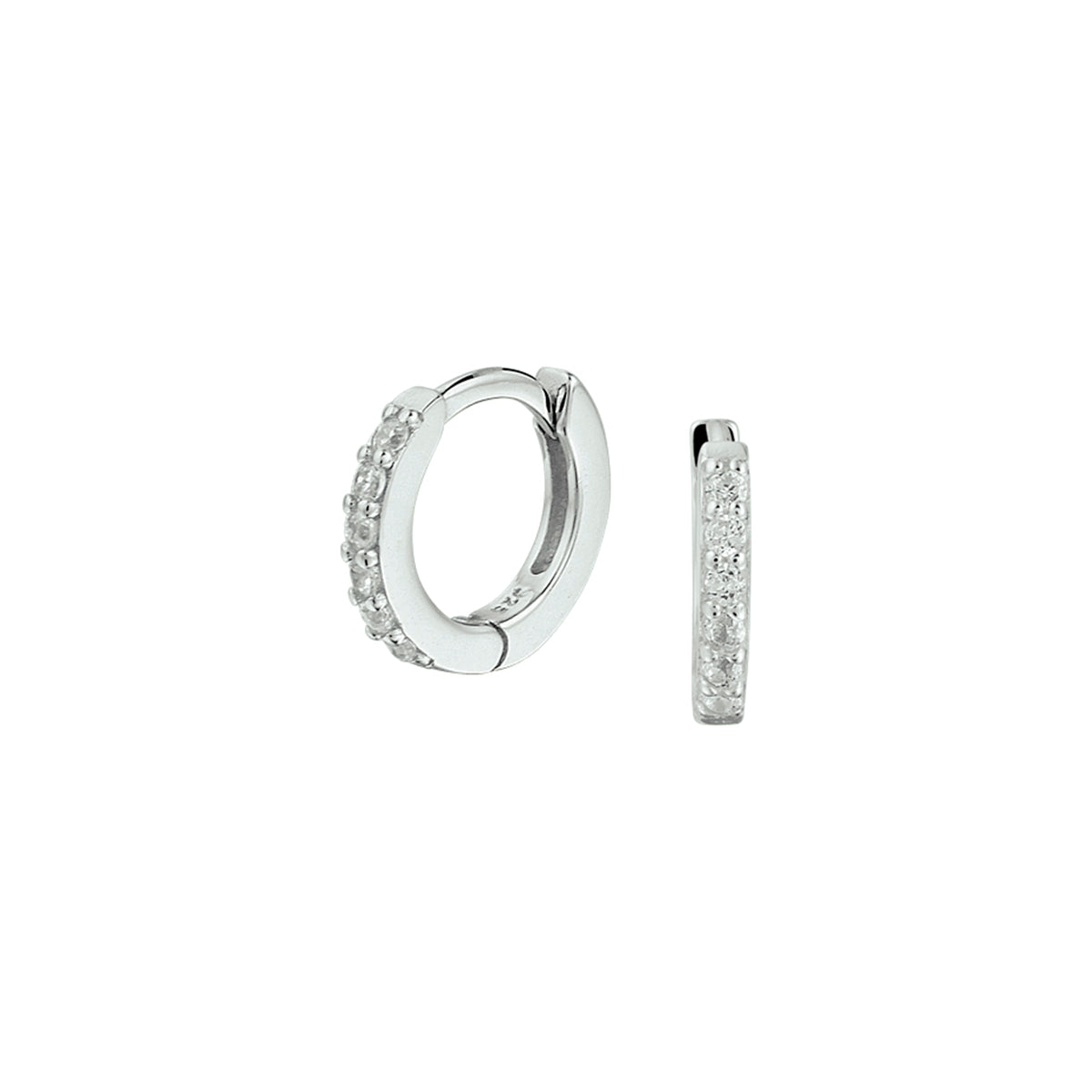 Klapoorringen zirkonia zilver gerhodineerd