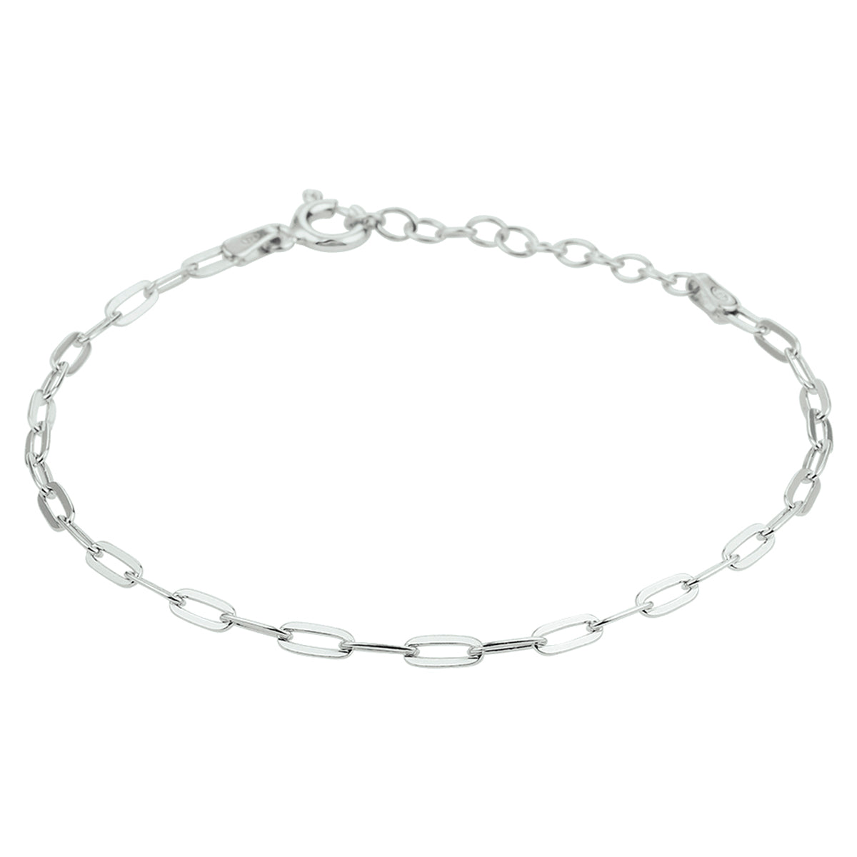 Armband paperclip platte buis 2,4 mm 16 + 3 cm zilver gerhodineerd