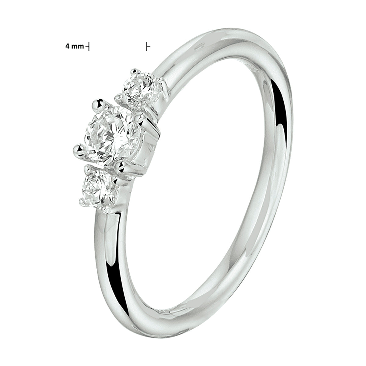 Ring zirkonia zilver gerhodineerd