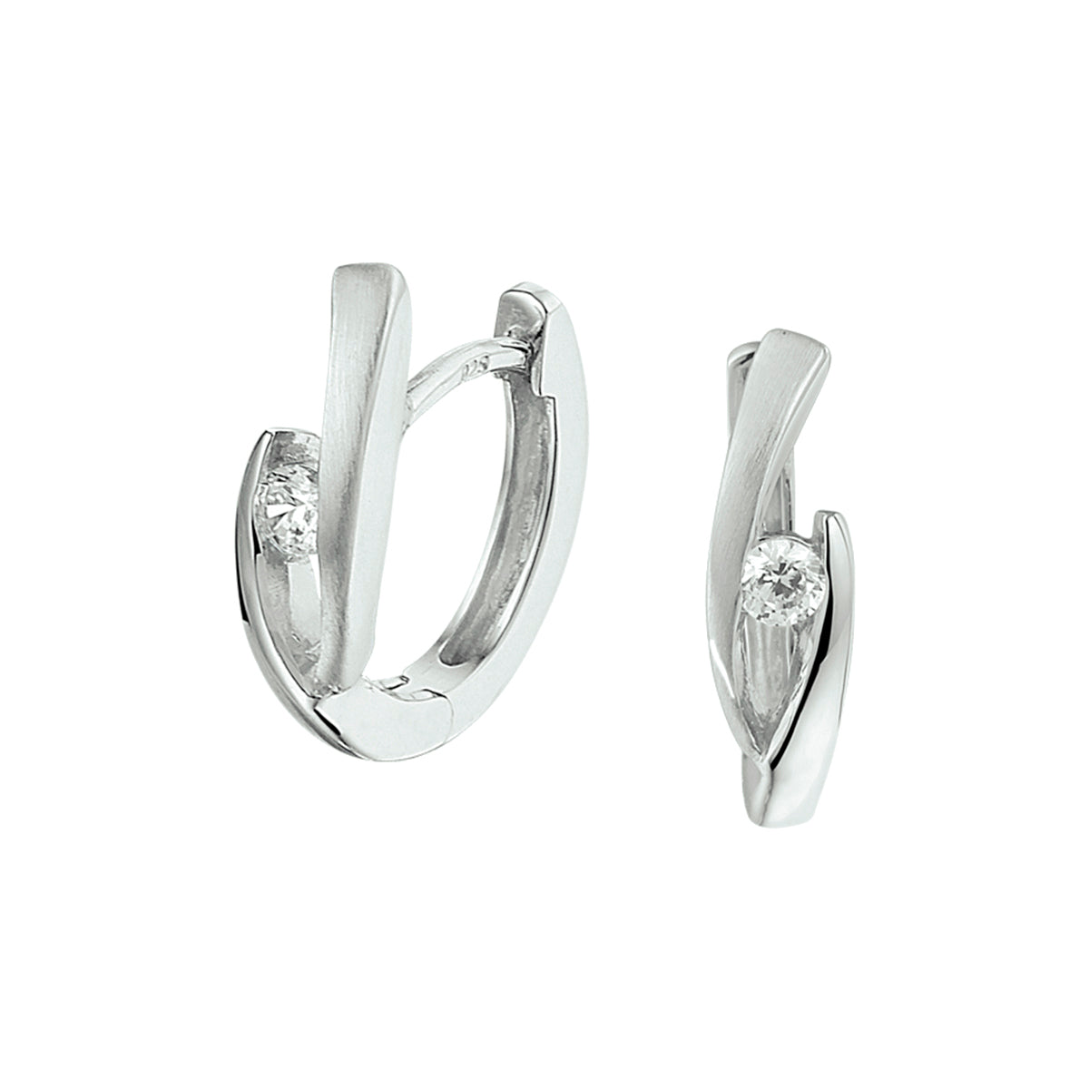 Klapoorringen zirkonia zilver gerhodineerd